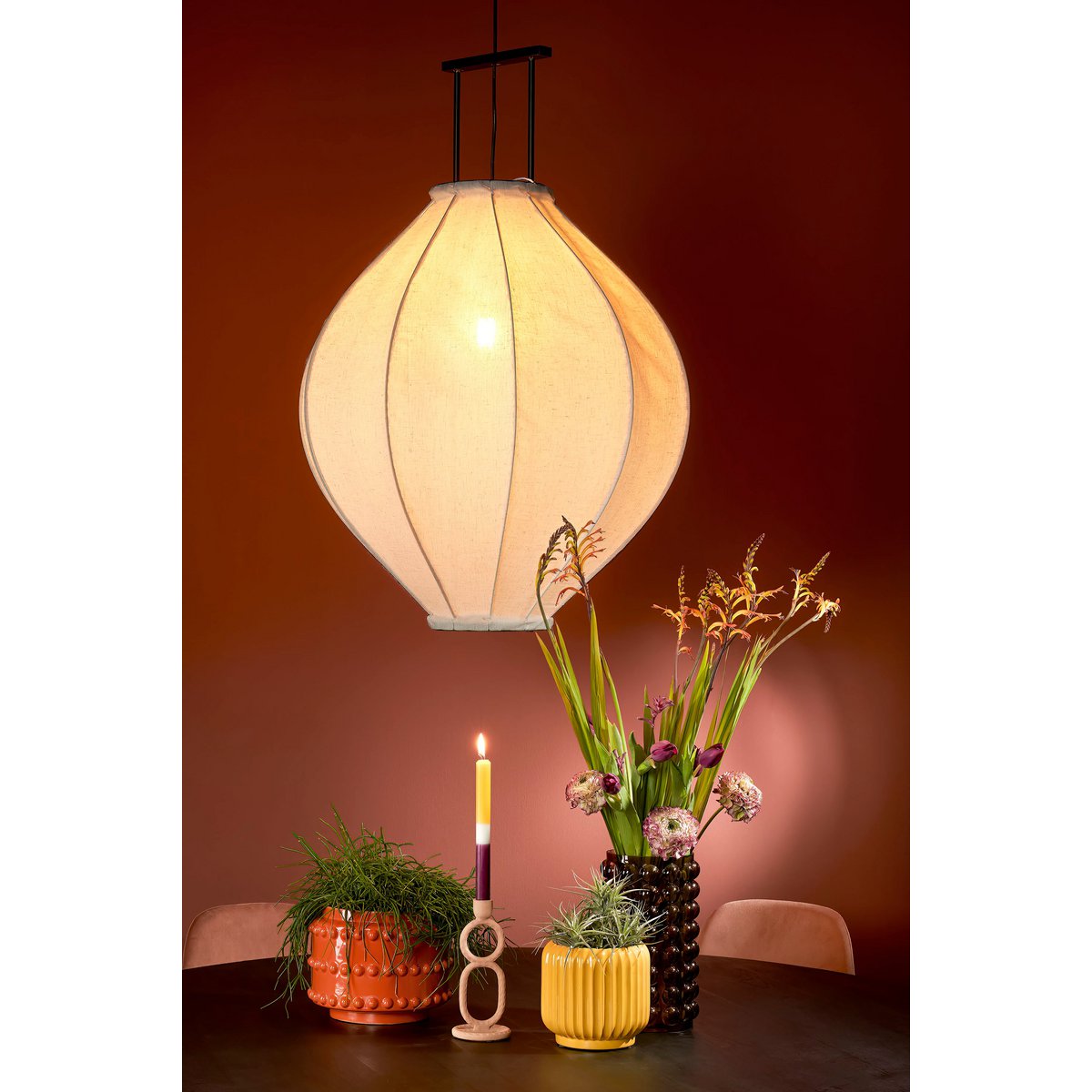 Hanglamp Pego, H94 x Ø70 cm - Linnen