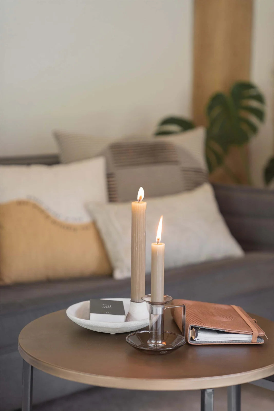 Glazen kandelaar grijsgroen ZUSSS