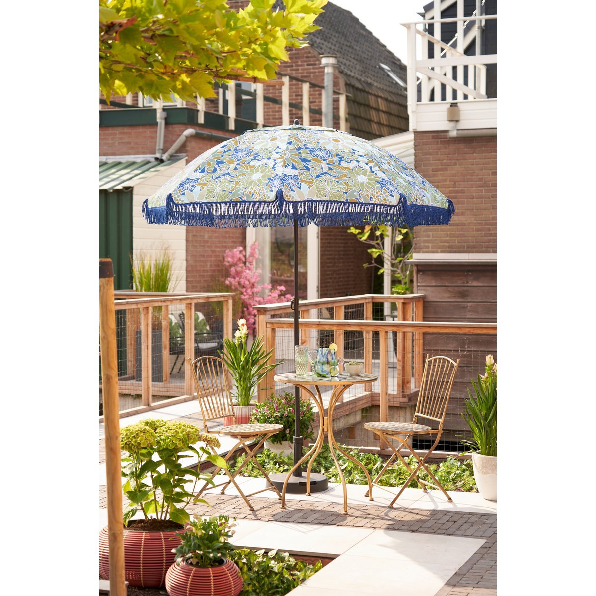 Parasol Bloem, H238 x Ø220 cm - Blauw