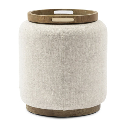 Bijzettafel/poof met tray Babylon, Off white