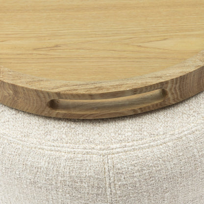 Bijzettafel/poof met tray Babylon, Off white
