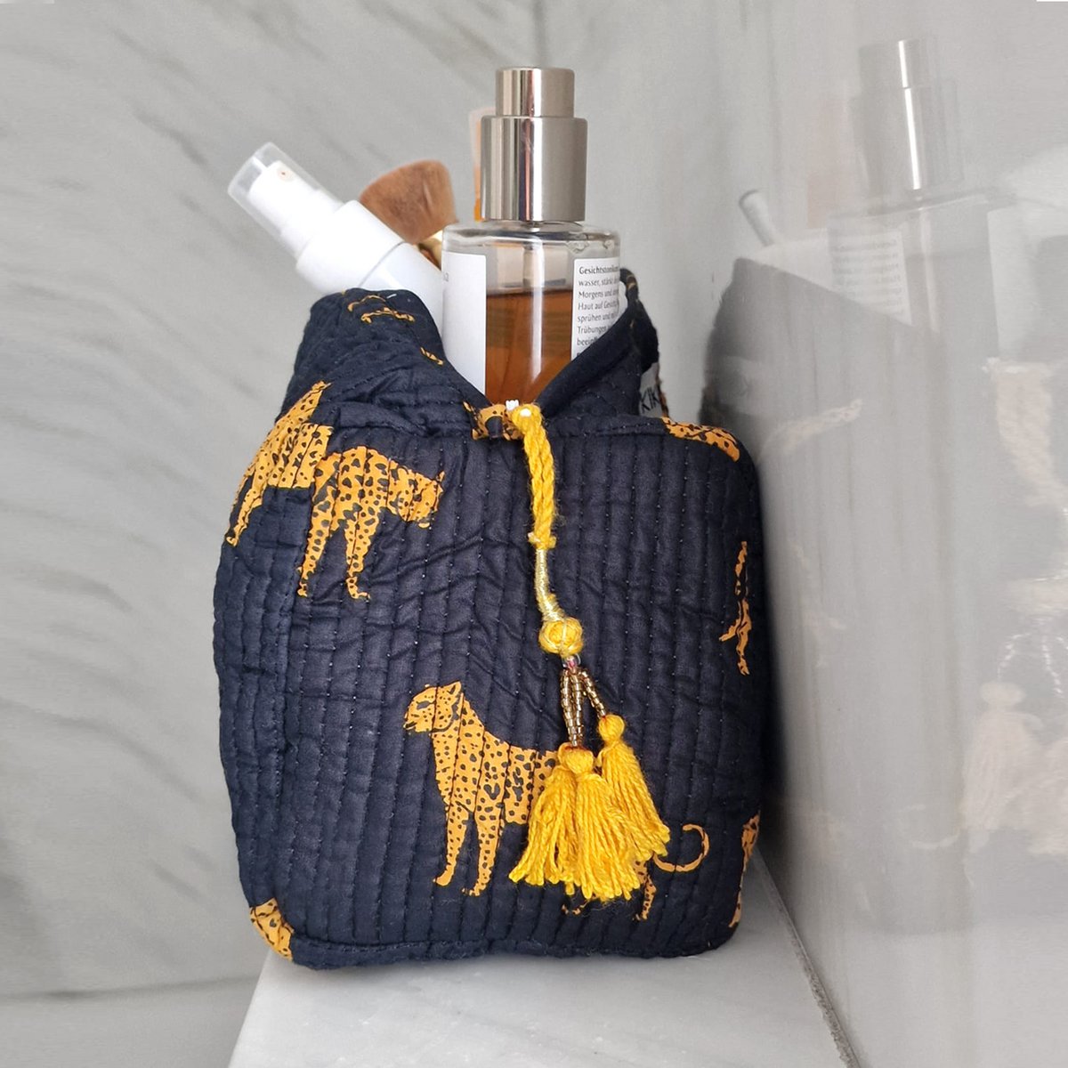 Handgemaakte make-uptas "Black Leopard"
