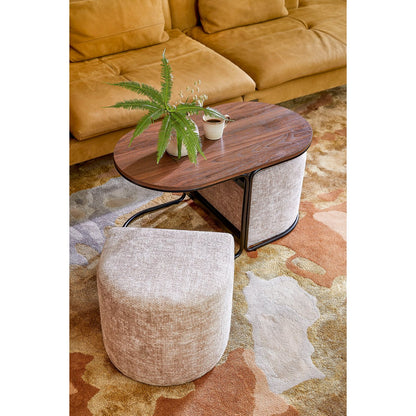 Salontafel met Poefjes, 3-delig