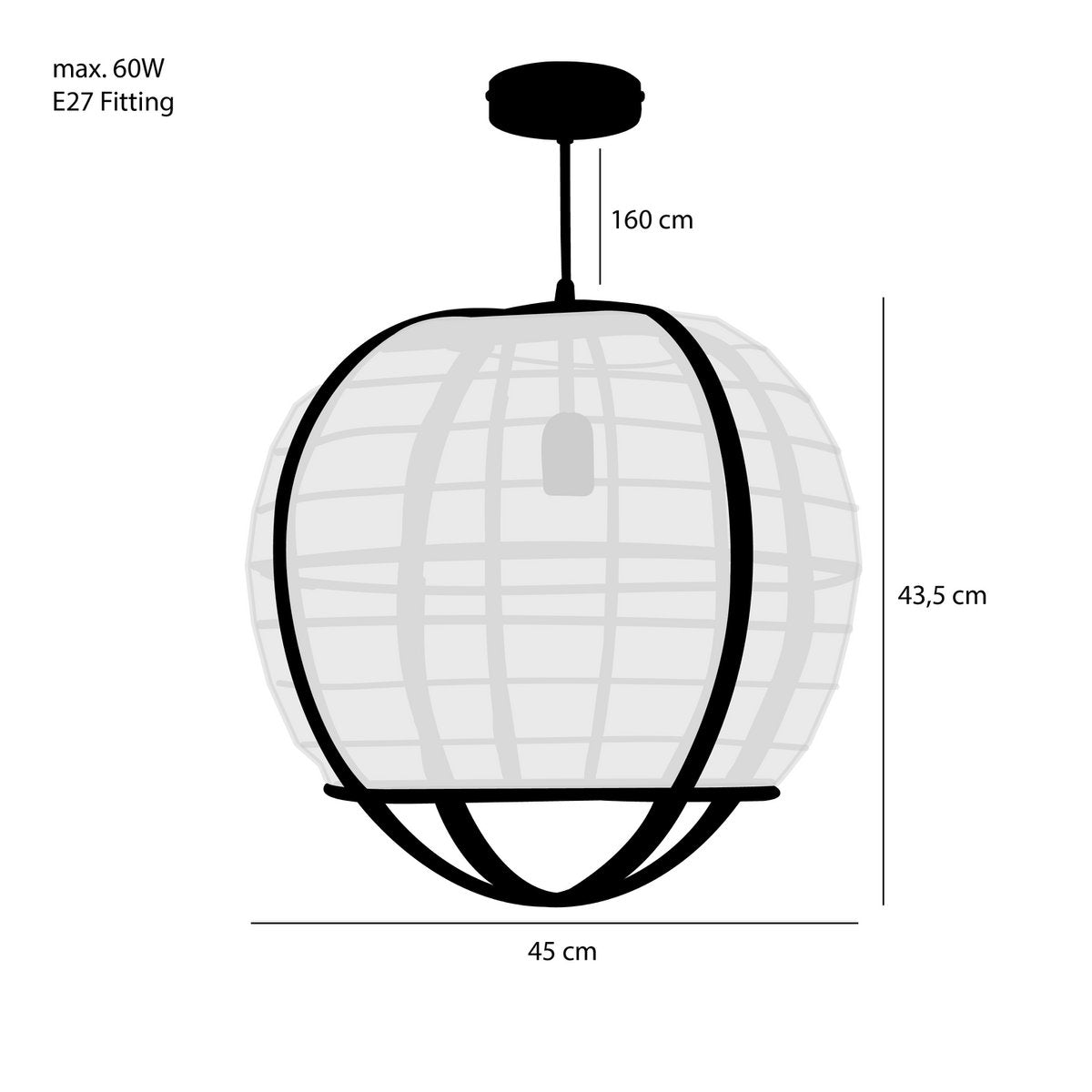 Hanglamp Pella, H44 x Ø45 cm - Linnen