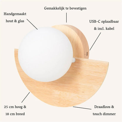 Wandlamp Kane lichtbruin, draadloos & oplaadbaar